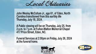 Obits for July 24 2024 [upl. by Kenzie]