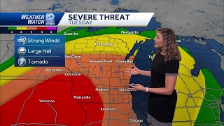 Severe storms to hit Wisconsin tonight Damaging winds and potential tornadoes [upl. by Kulda]