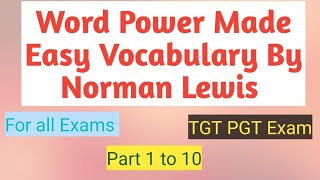 Norman Lewis Vocabulary Part 1 to 10 Long Video For UP TGT PGT English [upl. by Ode]