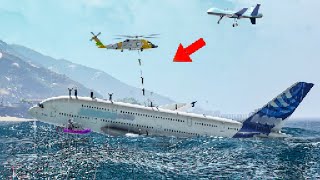 Finnair A350 Airplane Crash Under the Water Due to Engine Fails  GTA V [upl. by Lose192]