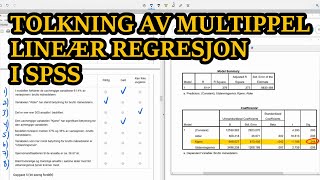 Eksempel Tolkning av multippel lineær regresjon i SPSS [upl. by Maxma]