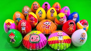 Rainbows Eggs 🌈 Looking Pinkfong in Seashell with Rainbow SLIME Colorful Satisfying ASMR [upl. by Ecinahc]