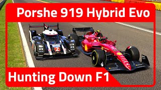 Porsche 919 Hybrid Evo HUNTING an F1 Car at Spa [upl. by Breech64]