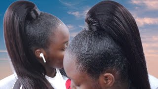 how to do ponytail packing gel for black hair using detailed bun natural step by step [upl. by Ffej]