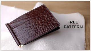 Making A Leather Money Clip Wallet By Hand  Free Pattern  Leather Craft  JUNE CRAFTSMAN [upl. by Dollar]