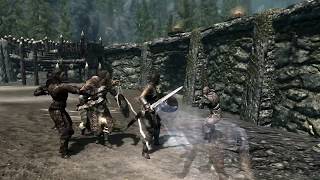 Skyrim Battles  All Original Hirelings vs All Original Housecarls Adept Settings [upl. by Naillimixam]