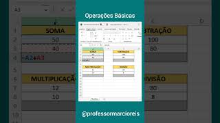 Operações Básicas no Excel Como fazer a soma subtração multiplicação e divisão excelbasico [upl. by Guinna]