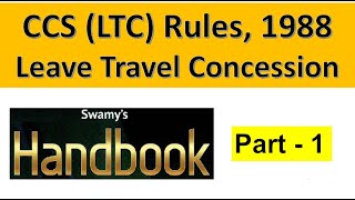 Leave Travel Concession LTC Rules 1988 Part I  SO LDCE [upl. by Lisk]