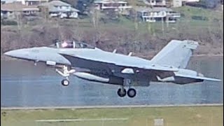 RARE US Navy Boeing EA18G Growler 169132 VAQ129 quotVikingsquot Touch and Go at PDX [upl. by Bautista]