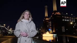 Dazzling light show illuminates Londons Battersea Power Station [upl. by Novahc617]