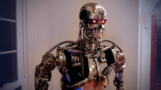 Terminator Endoskeleton T800 LifeSize Statue Sideshow Veteran Combat Version [upl. by Enamrahc436]