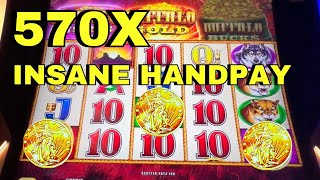 MY FIRST EVER HANDPAY JACKPOT 570X Buffalo Triple Power Slots [upl. by Aanas]