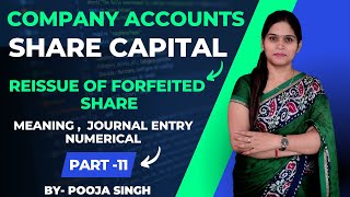 Reissue Of Forfeited Shares  Meaning  Journal Entry  Numerical  Share Capital Class 12  BBA [upl. by Stolzer]