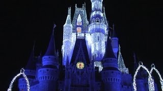 Magic Kingdom Christmas Castle Lighting First of Season W Light Glitch  Cinderellas Holiday Wish [upl. by Ailero]