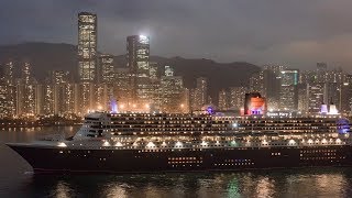 Queen Mary 2 Carnival Cruise Ship Timelapse Hong Kong  4K [upl. by Hemetaf]