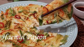 Haemul pajeon Korean seafood and scallion pancake [upl. by Manus]