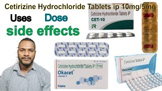 Cetirizine Hydrochloride Tablets ip 10mg5mg Tablet uses dose side effects [upl. by Gefell]