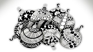 Christmas zentangle patterns for beginners  merry christmas zentangle art [upl. by Aihtela]