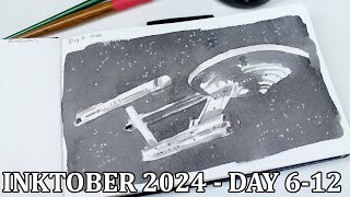 Inktober 2024 day 6 12  Sketching with homemade oak gall ink Star Trek Enterprise [upl. by Feetal60]