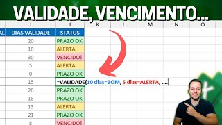 Como criar um Indicador de Validade e Vencimento no Excel  Atualiza Sozinho [upl. by Linnette]