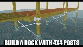 Building a dock with wood posts 3D animation [upl. by Asiar]