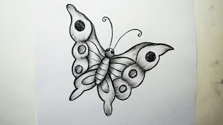 How to Draw A Butterfly  Charcoal Drawing and Shading [upl. by Sulokcin]