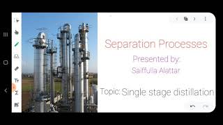 Lecture 2Single Stage Distillation Separation Processes Chemical Engineering by Saiffulla [upl. by Sonafets612]