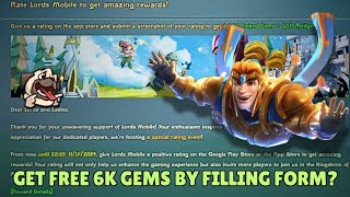 Lords Mobile  Give ratings in app Store for 6k gems [upl. by Eegnat]