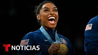 Simone Biles se consagra como la mejor gimnasta del mundo en París 2024  Noticias Telemundo [upl. by Bonita]