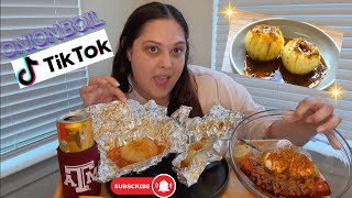 Trying the TikTok Onion Boil 🧅 Mukbang [upl. by Amsirac]