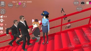 POLICE RINA TAMAKI AND CAT BUTLER ROBOT DEFEAT BOSS YAKUZA OFFICE 👮 SAKURA SCHOOL SIMULATOR [upl. by Koziara546]