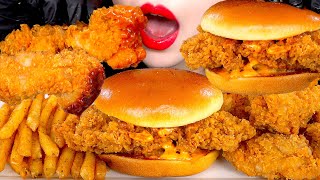 ASMR POPEYES FRIED CHICKEN SANDWICH FRIES 파파이스 치킨 샌드위치 먹방 MUKBANG EATING SOUNDS 咀嚼音  ZOEY ASMR [upl. by Acinemod]