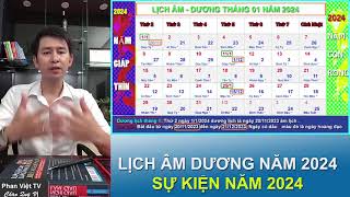 Lịch âm dương năm 2024 Tết Nguyên Đán âm lịch năm 2024 vào ngày bao nhiêu dương [upl. by Hgielah451]