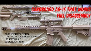 AMAZING CARDBOARD AR15 that works disassembly Alexander arms Beowulf TCR [upl. by Eelitan]