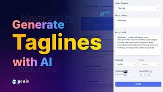 GetGenie AI Template  The Perfect Product Tagline Generator [upl. by Yeltsew]