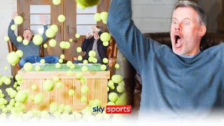 Jamie Carragher amp more PRANKED with THOUSANDS of tennis balls 🎾  Sky Sports Tennis Play Starts Now [upl. by Hermine885]