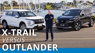 2023 Mitsubishi Outlander PHEV v Nissan XTRAIL ePOWER Comparison  Electrified midsize SUV battle [upl. by Firehs]