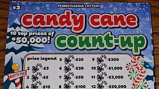 10 Tickets Candy Cane CountUp Pennsylvania Lottery Scratch Off Tickets [upl. by Eissen]