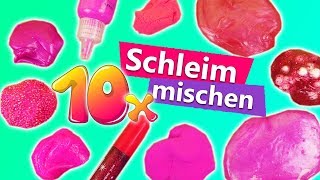 10 x Schleim mischen  Mega Schleim DIY in Pink  Neues Schleim Experiment  Slime Smoothie [upl. by Gilges355]