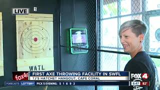 First axe throwing facility opens in SWFL 0830 hit [upl. by Ardnalak]