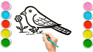 Bird drawing for kids easy step by step for kids  How to draw bird easy  Kids drawing bird [upl. by Assertal890]