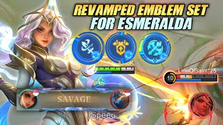 NEW EMBLEM SET TO USE FOR ESMERALDA IN THE NEW UPDATE  HIGH HEAL  HIGH DAMAGEE  MOBILE LEGENDS [upl. by Bakerman830]