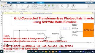 GridConnected Transformerless Photovoltaic Inverter using SVPWM MatlabSimulink [upl. by Neu]