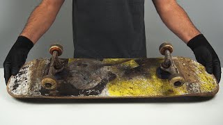 ABANDONED SKATEBOARD RESTORATION  My First Custom DIY SATISFYING [upl. by Anniahs]