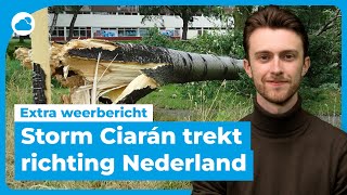 Extra weerbericht storm Ciarán zet koers richting Nederland  Code Oranje [upl. by Adyht]