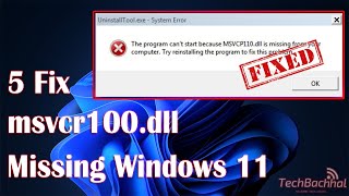 5 Fix msvcr100 dll missing Windows 11 [upl. by Bert791]