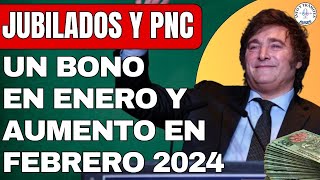 AHORA❗️BONOS y Cobros ENERO 2024  Aumento en FEBERO para Jubilados Pensionados PNC PUAM Y AUH [upl. by Myrlene547]