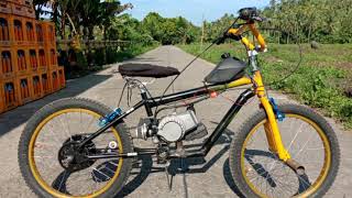 BMX with 49cc pocket bike engine Drive video and overview [upl. by Hayikat]