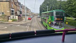 Bus Ride First Sheffield Route YE1 Tram Replacement Hillsborough to Middlewood PampR B9TL 14824 [upl. by Isolda]