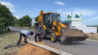 JCB 3DX Electric pole installation work [upl. by Leona]